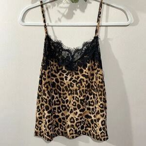 Zara Trafaluc Lace Trim Leopard Camisole Cami Tank Top S